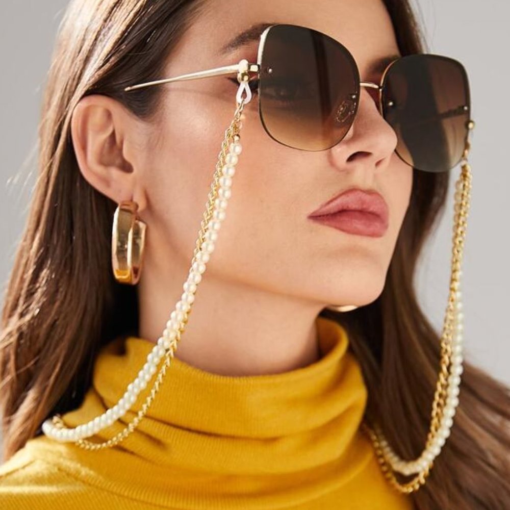 Pearl Decor Glasses Chain (dbl)